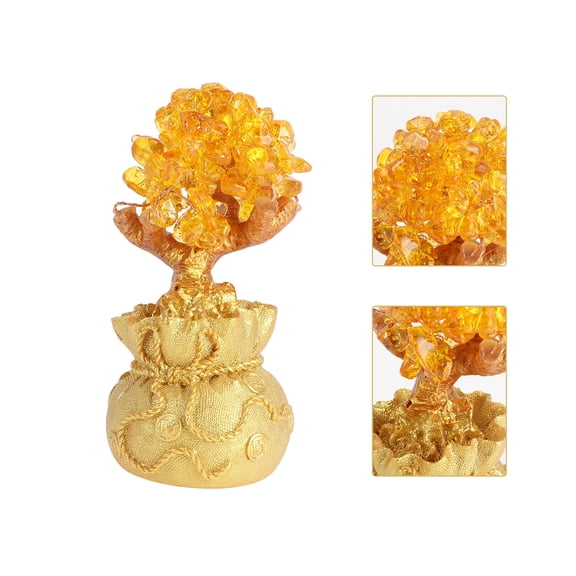 WHAMVOX Desk Decoration Fortune Tree Ornament Fortune Tree Decor Office 7*18cm Golden