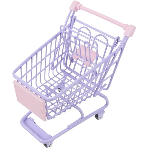 DECORNIJIA Room Decoration Miniature Supermarket Trolley Lavender Iron 1Set