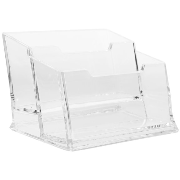 WHAMVOX Desktop Cards Storage Box Business Cards Stand Transparent Cards Organizer Office Cards Organizer
