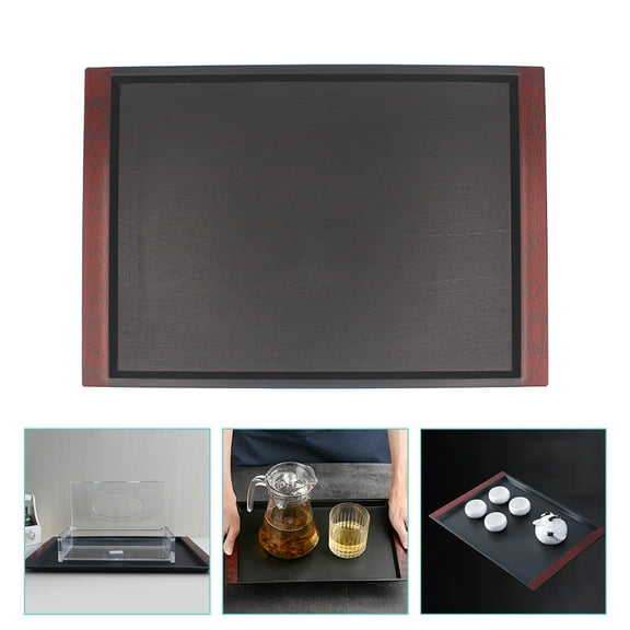 YSNOOWE Japanese Style Tea Tray Black PP Multi Functional Serving Tray for Home Use 1Pack
