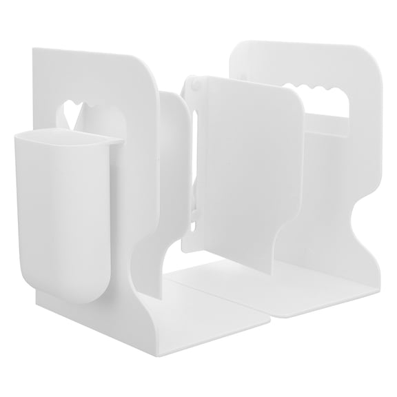 WHAMVOX Desktop Storage Bookend Organizer for Expandable Bookcase Staff White