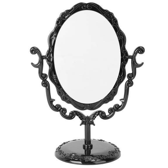 WHAMVOX Desktop Table Rotating Gothic Vintage Cosmetic Makeup Mirror Side (Black)