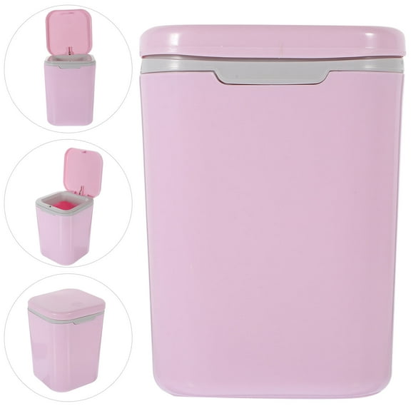 SEWCHICS Small Covered Trash Can Pink PP 1Set
