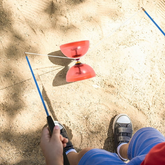 WHAMVOX Diabolo Handstick Blue Glass Fiber String Attachment Juggling Tricks 1 Pair 44.5x0.7x0.7in