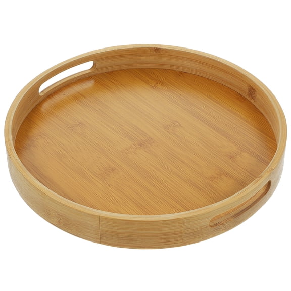 SEWCHICS Multi-Purpose Bamboo Serving Tray Round Shape for Fruit Holding Outdoor Use 1Pack