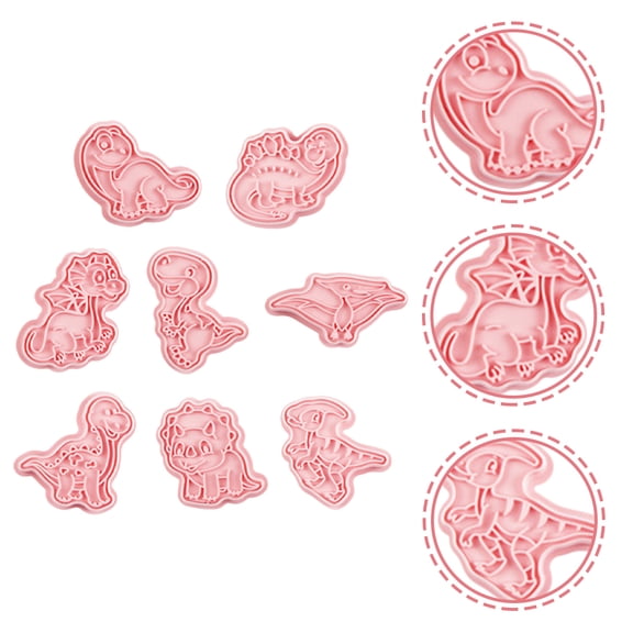 WHAMVOX Dinosaur Cookie Cutters Plastic Baking Molds for DIY Use Pink Easy to Clean and Use