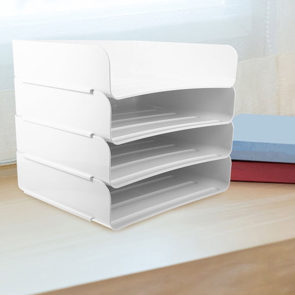 SKISUNO 4-Layer Desk Paper Organizer Tray, Rectangular Desktop File Sorter for Home and Office, 12.77 x 10.22 x 9.82 inches