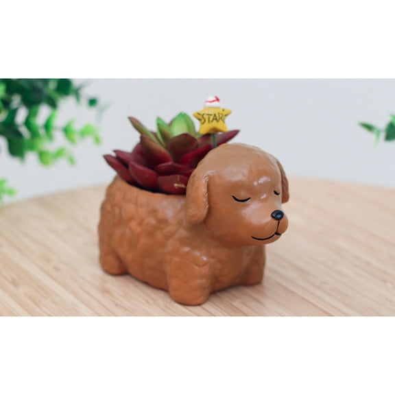 WHAMVOX Dog Flowerpot Resin Succulent Planter Decorative Flower Pot Desk Mini Ornament ( )