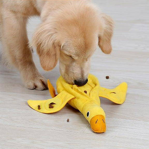 WHAMVOX Dog Teething Goose with Squeaker Dogs Squeaky Yellow