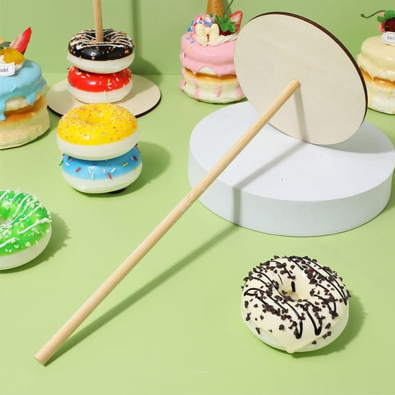 WHAMVOX Donut Display Stand 6Set Wooden Beige Circular Party Versatile Use
