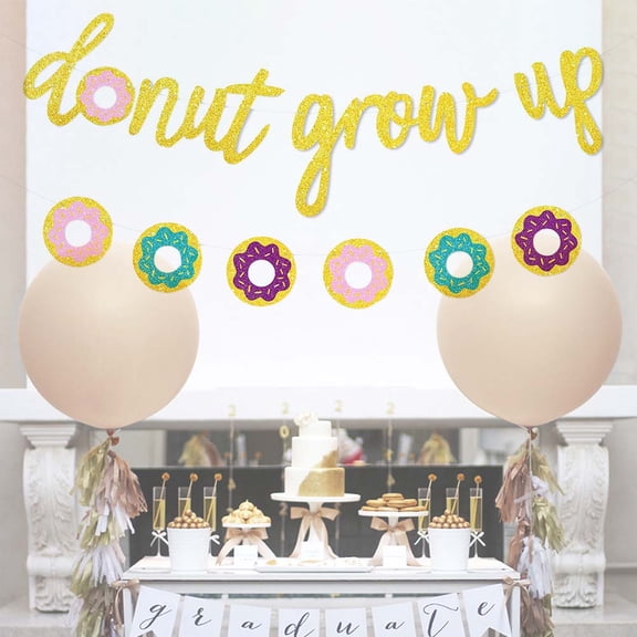 ROMANSENTIAL Lightweight Assorted Color Donut Grow Up Letters Banner Stylish Party Decoration