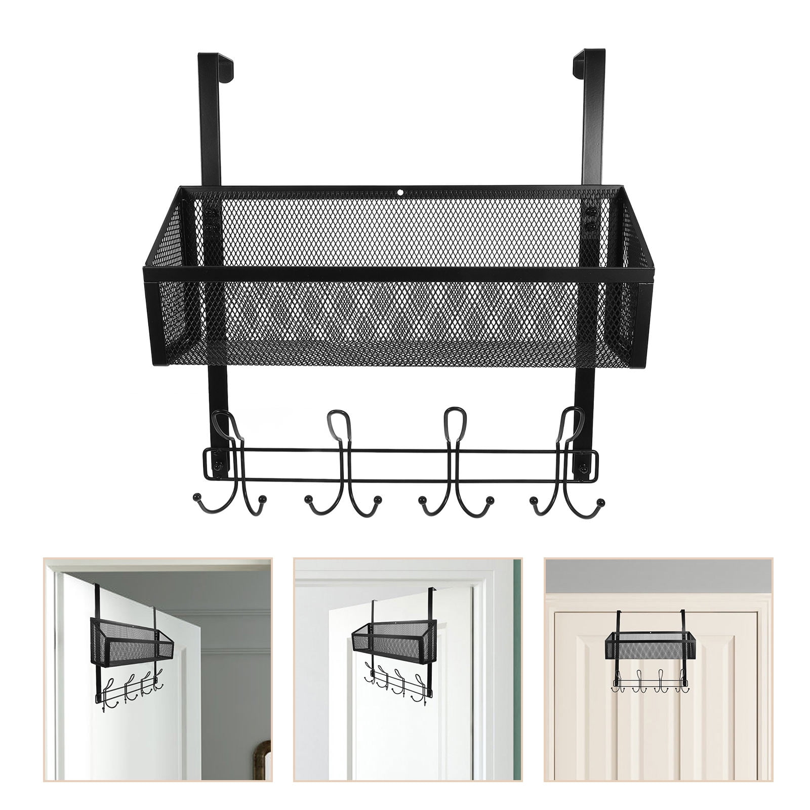 WHAMVOX Over the Door Organizer Bathroom Storage with Hooks over Door Vanity Organizer Door Hanging Basket for Bathroom Bedroom Kitchen Pantry Organization