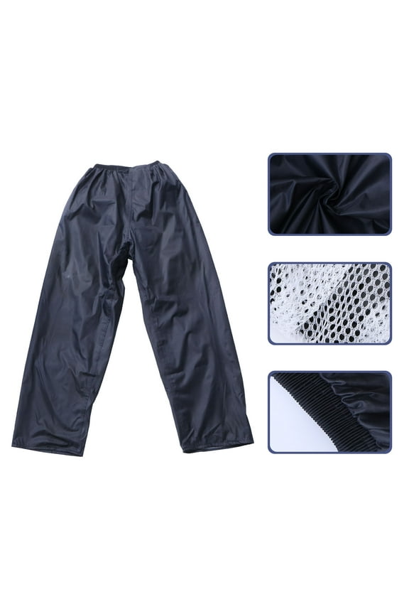 Double Layer Outdoor Cycling Pants Rainproof Waterproof Motorcycle Riding Rain Pants Fishing Trousers for Camping Hiking Climbing Boating Hunting - Size XXXL (Dark Blue)