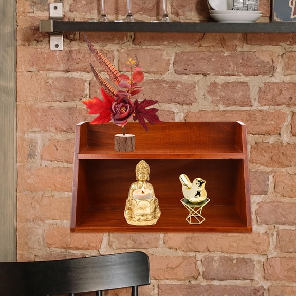 KHBUAB Multi-layer Storage Shelf Wood Brown Desktop Storage Unit 1Set