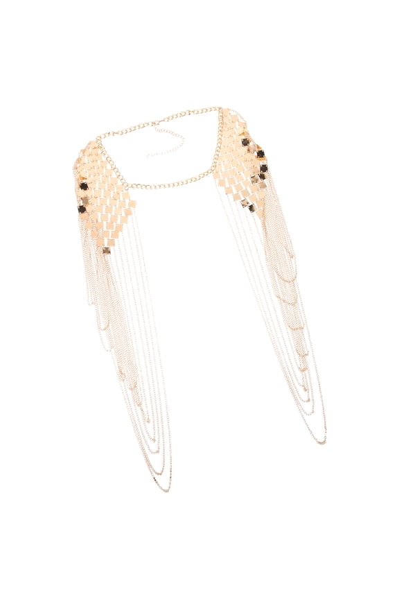 Double Shoulder Chain Dangling Body Necklace Golden