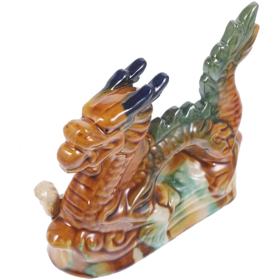 SEWCHICS Dragon Crafts Ceramic Chinese Style Brown 1Pack Desk Decoration