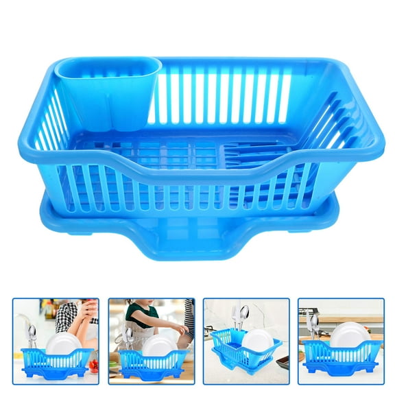 WHAMVOX  Drain Basket Kitchen Accessories Dish Rack Drainer Racks Blue