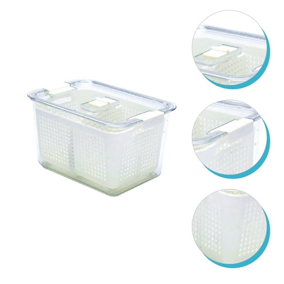 WHAMVOX Draining Crisper Box Food Storage Drain Bin Refrigerator Storage Box Bin
