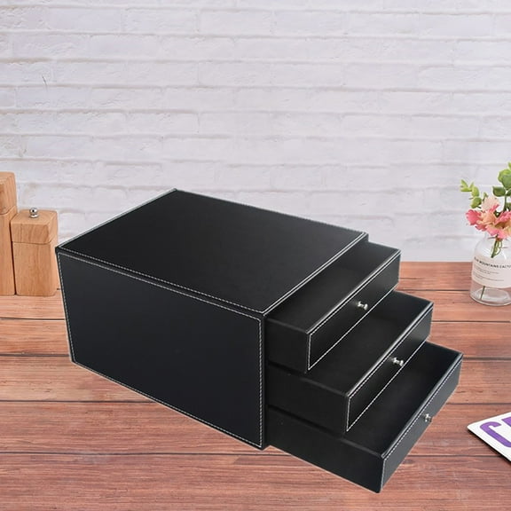 WHAMVOX  Drawer Storage Cabinet Layered for Desk File Work Office Black