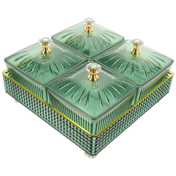 WHAMVOX Small Dry Fruit Plates with Lid, Green Candy Tray for Serving Dried Fruits and Appetizers