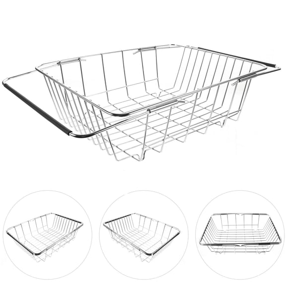 ETHZZLE Kitchen Drain Rack Cutlery Draining Rack Silver Stainless Steel 1Pack