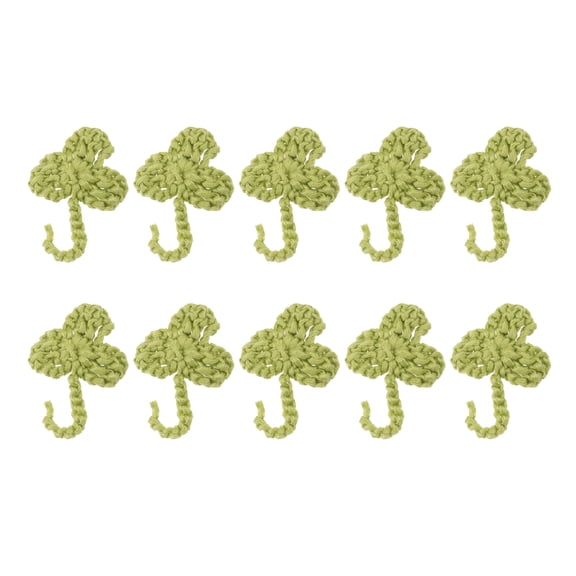 YSNOOWE Wool Crocheted Shamrock Decorative Patches For Sewers Clothes Hats 10Pcs 3.1x1.6In