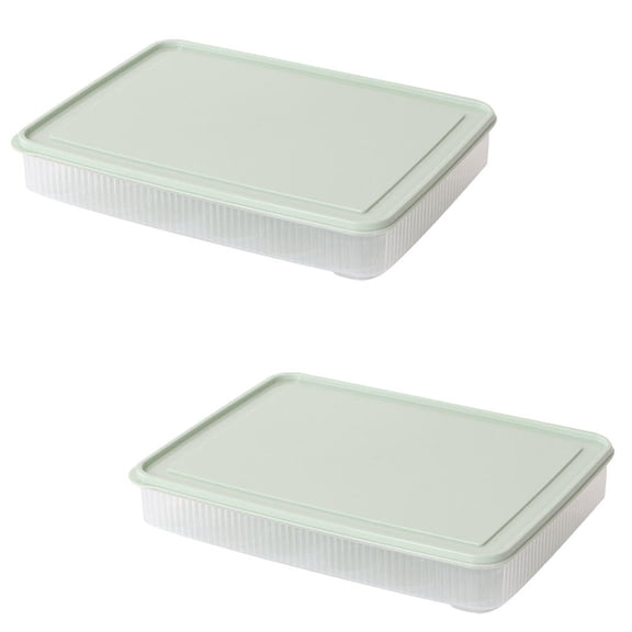 HOOWIFFY 2Set Egg Holder for Counter Plastic Green Rectangular for Kitchen Use