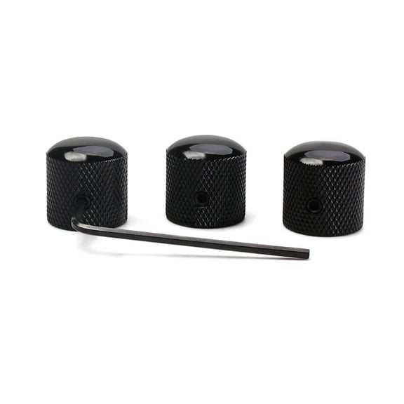 WHAMVOX Durable Metal Guitar Control Knobs with Spanner for Replacement Black Tone Volume Set Fits Most