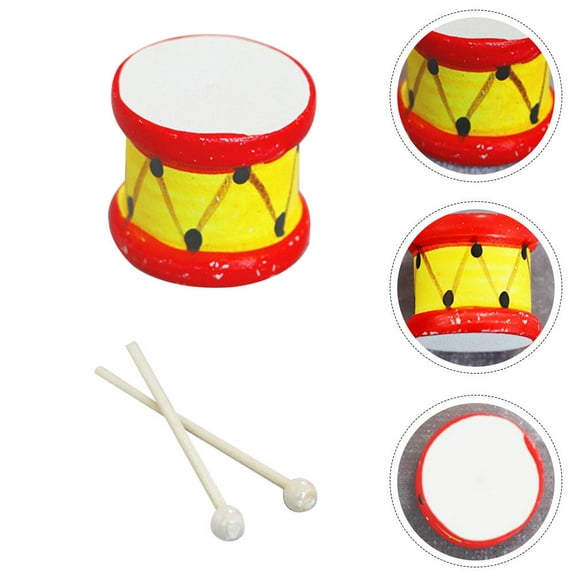WHAMVOX Durable Mini Drum Set with Drumstick for Decoration Assorted Color Synthetic Material