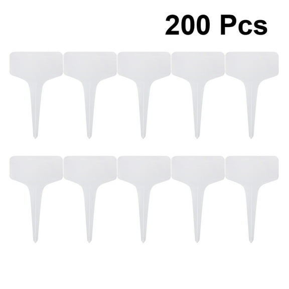 WHAMVOX Durable PP Plastic Plant Markers for Gardening 200pcs T Shaped 0.1in Thick