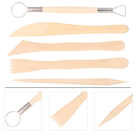 WHAMVOX Durable Portable Pottery Tools for Kids Carving and Sculpting Metal and Wood Khaki 2 Sets
