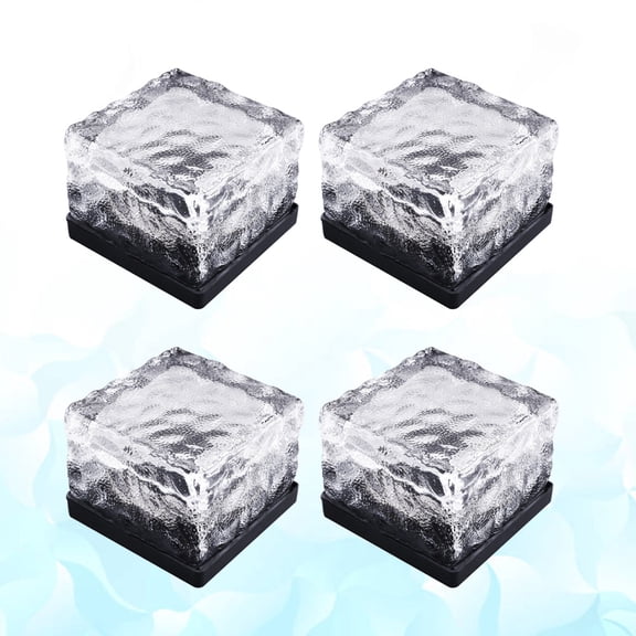 WHAMVOX Durable Solar Glass Brick Lights with Automatic Dusk to Dawn Feature for Garden and Lawn Decoration White 4pcs
