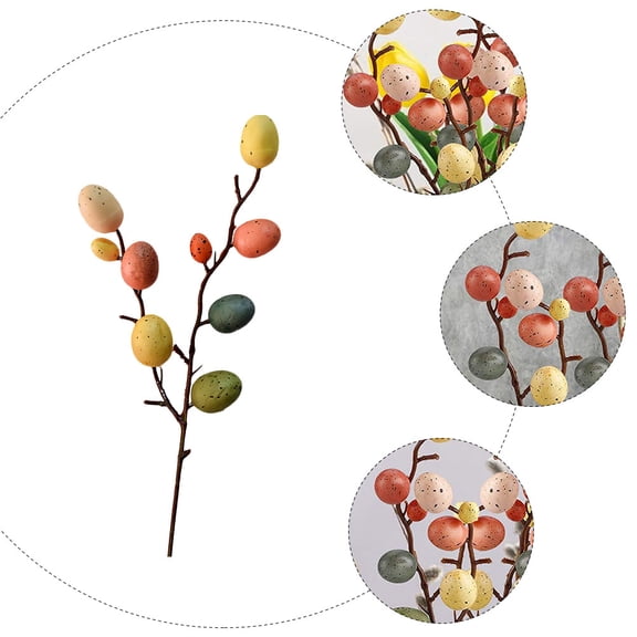 WHAMVOX Easter Decoration with 3pcs Artificial Eggs on Branches for Flower Arrangement and Tree Decorations