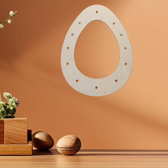 WHAMVOX Easter Egg Shaped Wreath Rings DIY Wooden Egg Wreath Garland Macrame Wreath Frame for Crafting Holiday Wedding Wreaths Floral Home Decorations