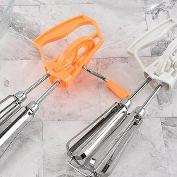 WHAMVOX Egg Hand Whisk Spiral Mixer in Stainless Steel and PP for Kitchen Use with Comfortable Grip Orange