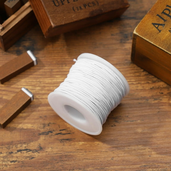 WHAMVOX Elastic Band for DIY Crafts Strong Polypropylene White Elastic Thread with Plastic Roller 50M