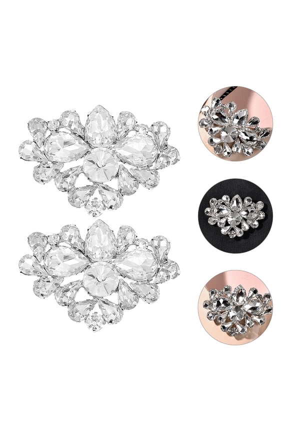Elegant Crystal Shoe Charms with Silver Color for Decoration 2pcs Perfect for Bridal Shoes and Gifts