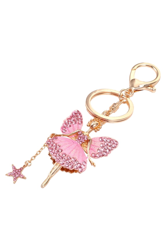 Elegant Flower Fairy Key Chain for Decor with Pink Metal 1pc Small Gift