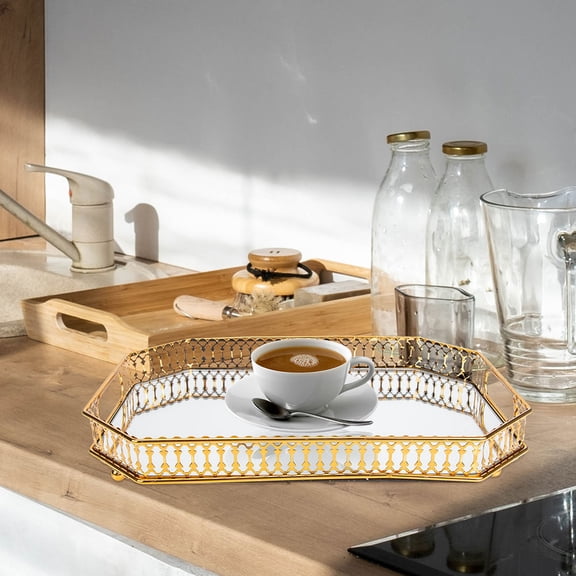 WHAMVOX Elegant Makeup Tray for Dresser Mirror Vanity Tray for Jewelry and Perfume Decorative Bathroom Organizer Tray Perfume Tray Jewelry Tray Dresser Decor