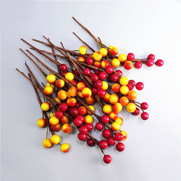HOOWIFFY Fake Berries Branch Artificial Berry Twig Red Iron 10Pcs Decor