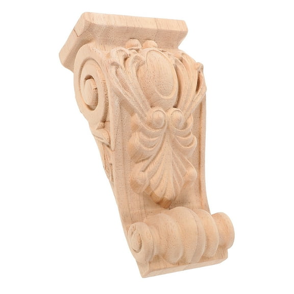 WHAMVOX Elegant Wood Carved Corbel Appliques Unpainted Wood Shelf Bracket Classic European Style Doorway And Wardrobe Living Room Dining Room And Conference Room