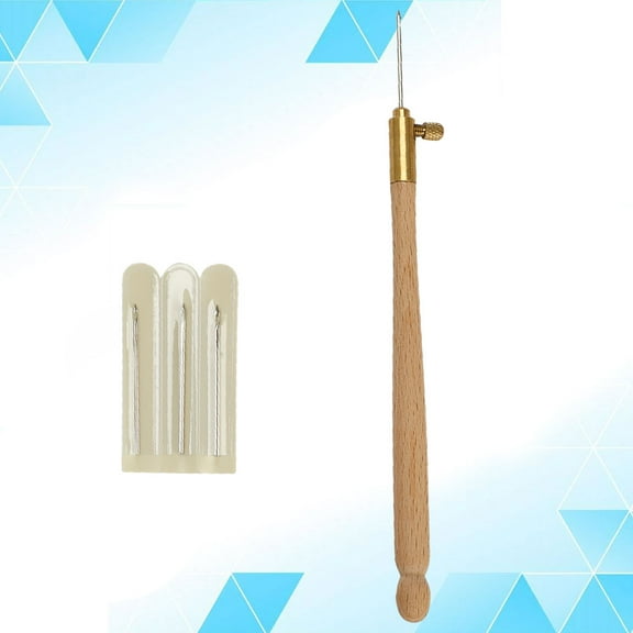 FESTFENDS Hand Embroidery Needles Wood Color Knitting Tools 4Pcs (1Pc Rod+3Pcs Pins)