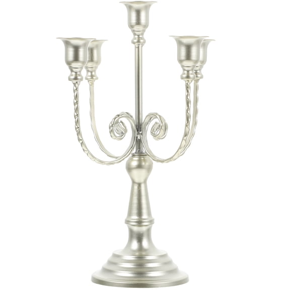 WHAMVOX European Style Iron Candelabrum with Silver Finish for Decoration Use and Festive Table Settings