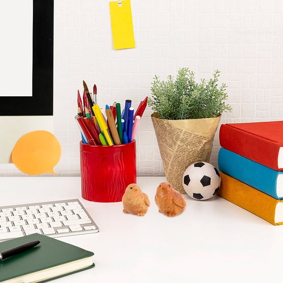 WHAMVOX Exquisitely Carved Wood Chicken Figurine Handmade Realistic Ornament for Home Decor 2 Pieces