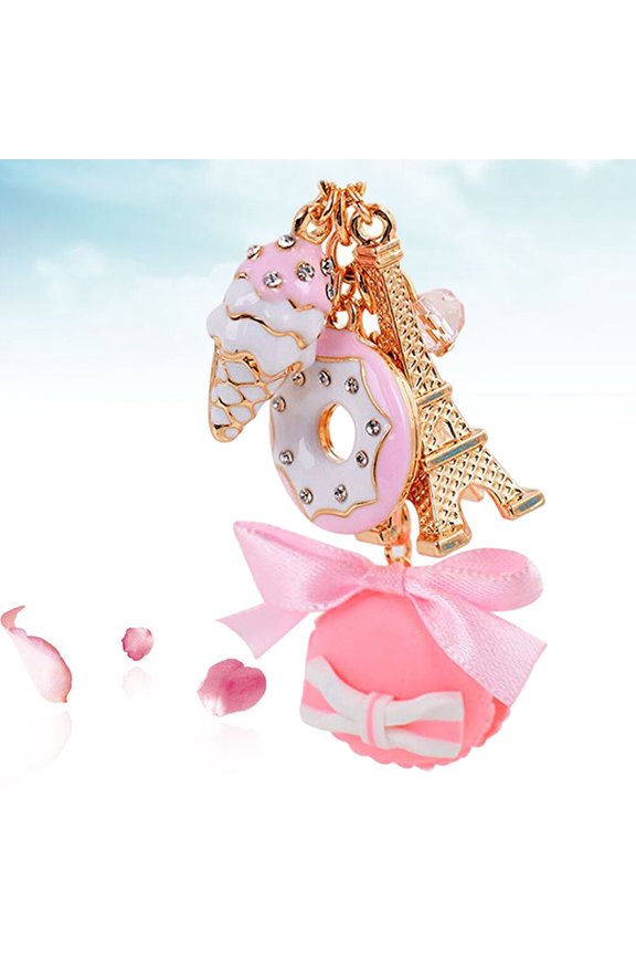 Fashion Macarons Cake Keychain Key Chain Key Ring Bag Pendant Handbag Jewelry Gifts (Pink)