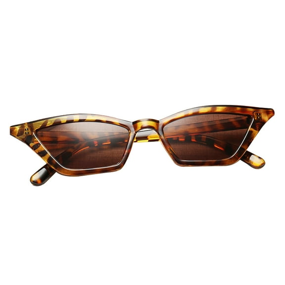 WHAMVOX Fashion Small Women's Cat Eye Sunglasses Plastic Goggles Vintage Eyewear Glasses (Leopard Frame and Brown Lens)