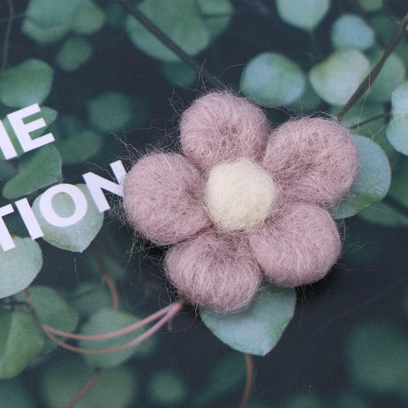 WHAMVOX Felt FivePetal Flower DIY Decorations Hairpins Crafts Accessory for Needle Felting 5 Count