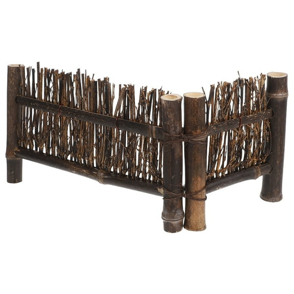 WHAMVOX Fence Decoration for Home and Garden Dark Brown Mini Picket Fence 24CM