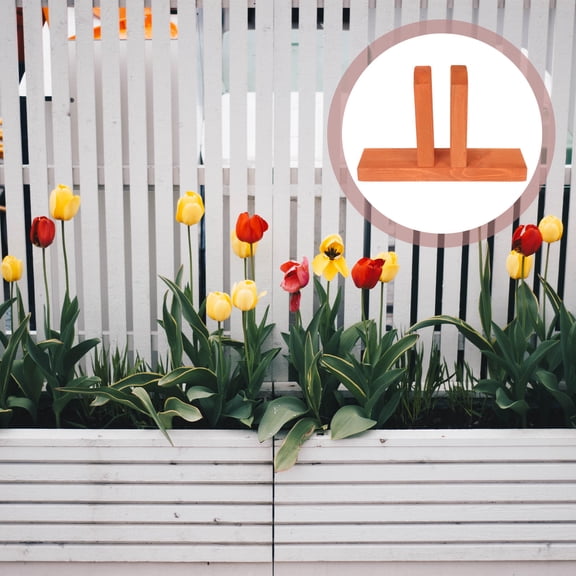 WHAMVOX Outdoor Garden Fence Base Wooden Orange 1Set 13.8x9.1x3.3in