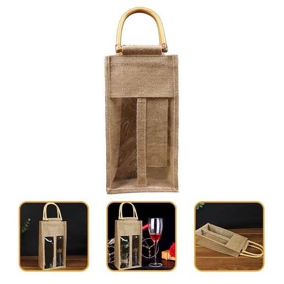 SKISUNO Reusable Double Bottle Filter Bag for Flax Wine Packaging, Ideal for Celebrations and Giving, 1 Piece